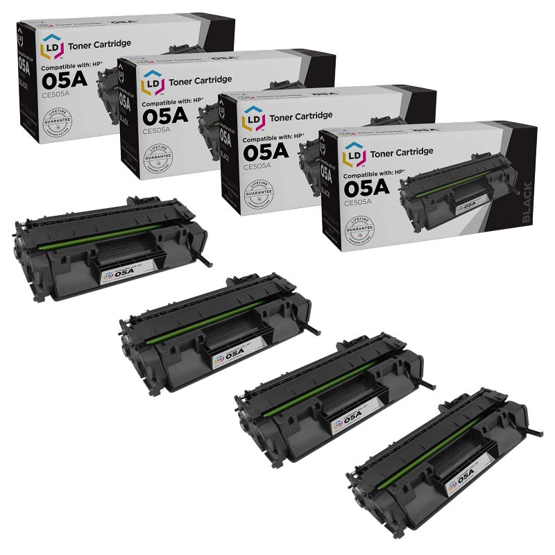 LD Products Compatible Toner Cartridge Replacement for (4-Pack, Black) HP 05A CE505A HP05A for use in LaserJet P2035, P2035n, P2055d, P2055dn & P2055X - Image 1